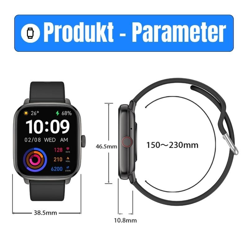 Die Hyper Smartwatch – dein smarter Fitness-Begleiter für den Alltag.
Mit Schrittzähler, Kalorien- und Herzfrequenz-Tracking, langer Akkulaufzeit und über 100 Sportmodi bleibst du aktiv und organisiert – jeden Tag!
