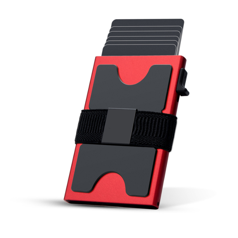 Watchbutton® Core Wallet mit One-Click Kartenzugriff, RFID-Schutz, sicherem Bargeldband und Platz für bis zu 15 Karten