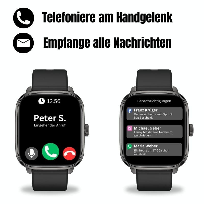 Die Dayno Smartwatch – dein smarter Fitness-Begleiter für den Alltag.
Mit Schrittzähler, Kalorien- und Herzfrequenz-Tracking, langer Akkulaufzeit und über 100 Sportmodi bleibst du aktiv und organisiert – jeden Tag!