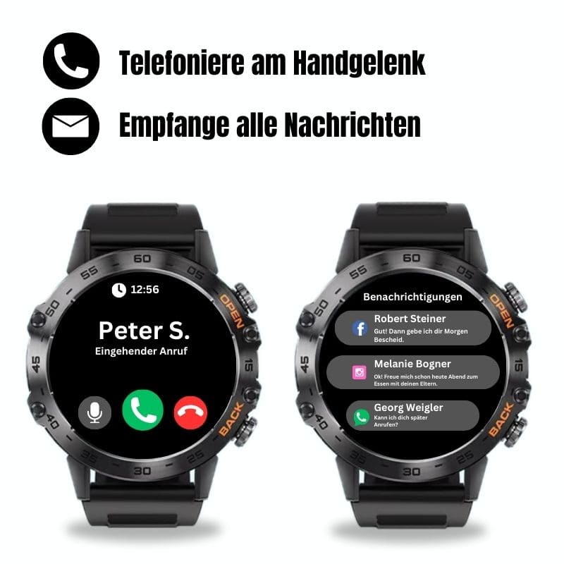 Hyper Smartwatch Pro® – robuste Smartwatch mit Anruffunktion, WhatsApp-Benachrichtigungen und 14 Tagen Akkulaufzeit.
