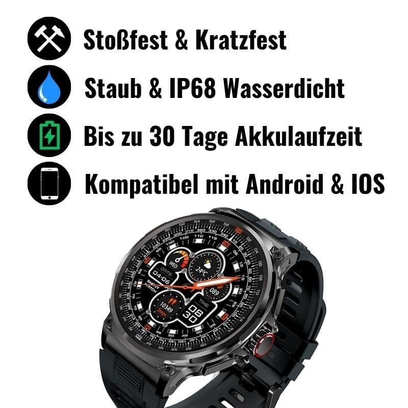 Smartwatch Herren Damen Telefonfunktion Sportuhr 30 Tage Akku für Android IOS