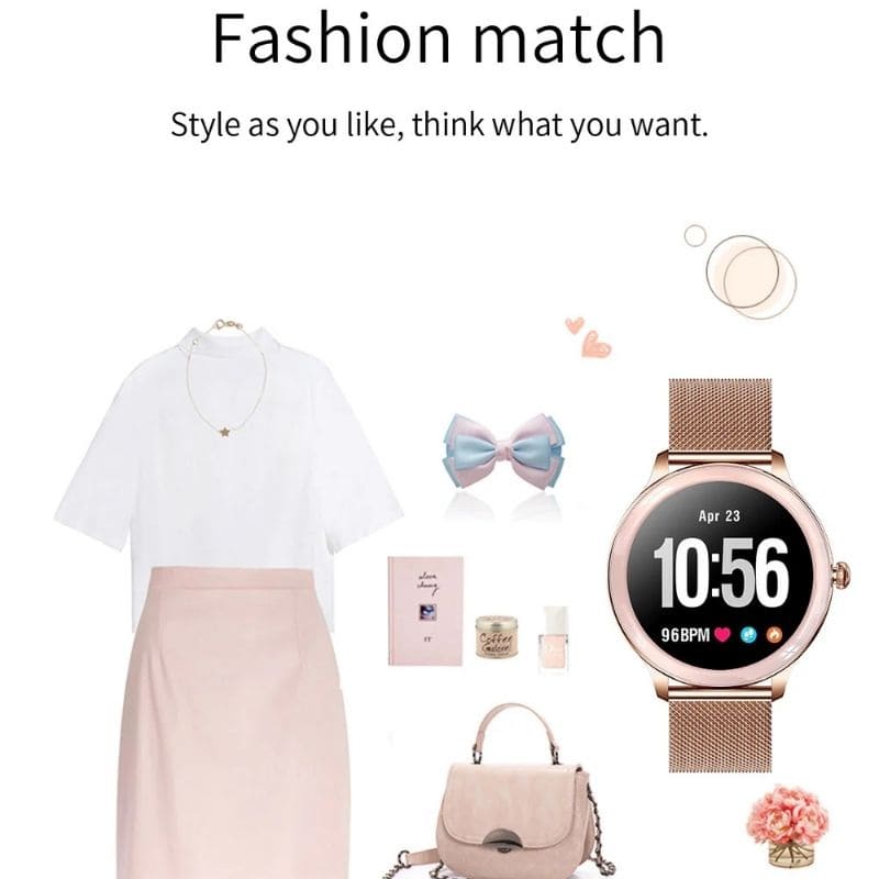 Alura Smartwatch in elegantem Metallgehäuse, dünn und leicht, ideal für Frauen, die Komfort und Stil schätzen.