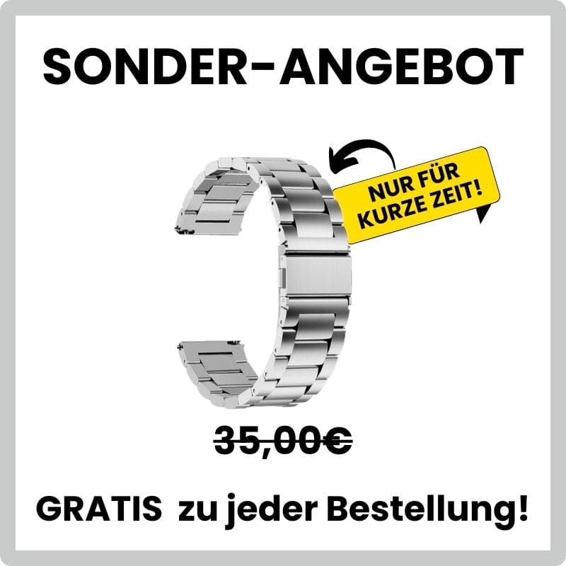 Gratis Metallarmband zu jeder Hyper Smartwatch Pro® – robust und elegant, ideal für zusätzlichen Komfort.