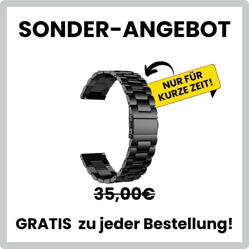 Gratis Metallarmband zu jeder Hyper Smartwatch Pro® – robust und elegant, ideal für zusätzlichen Komfort.