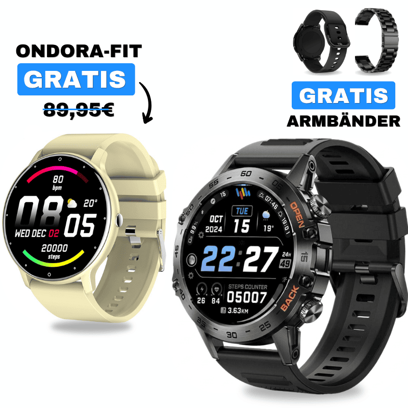HYPER PRO + ONDORA-FIT

🎁 DAMEN-SMARTWATCH GRATIS

2 Smartwatches im Vorteilspaket

✓ Hyper PRO
✓ Ondora-FIT GRATIS
✓ Edelstahlarmband GRATIS
✓ Überraschungsgeschenk GRATIS

Jetzt Sparpaket sichern →