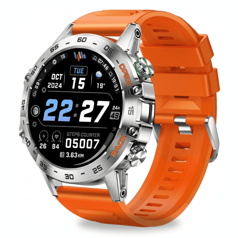 HYPER SMARTWATCH PRO® – alltagstaugliche Smartwatch mit Watchbutton, 14 Tagen Akkulaufzeit, Gesundheitsfunktionen, WhatsApp & Anrufen, robust & wasserfest, inkl. gratis Metall-Armband