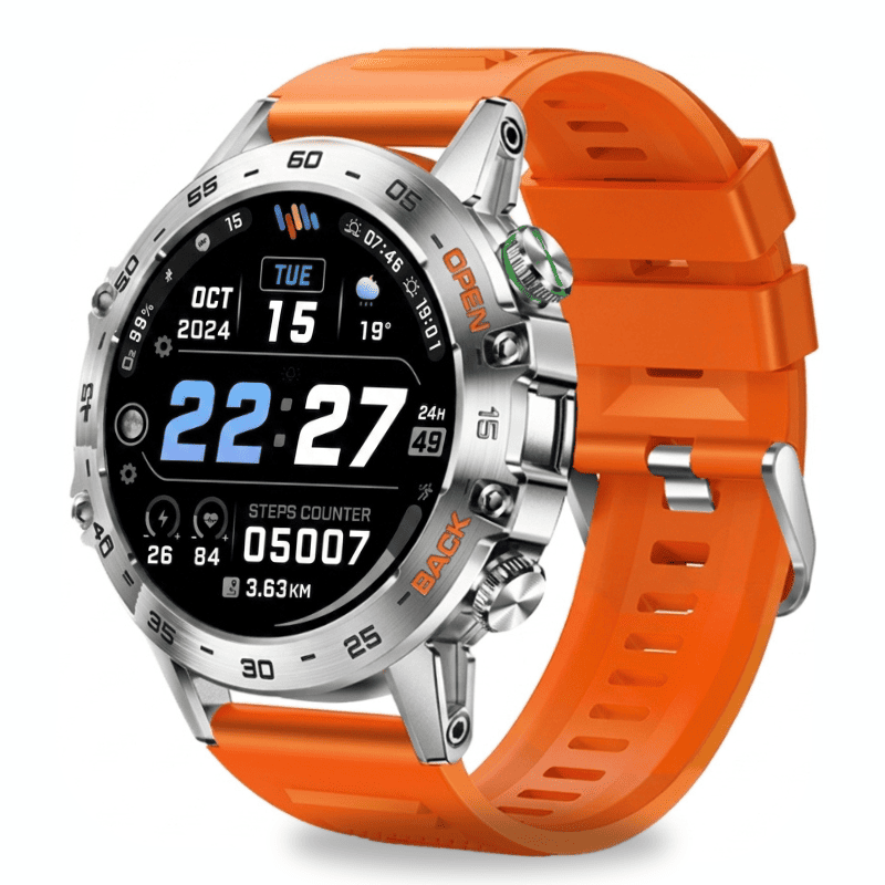 HYPER SMARTWATCH PRO® – alltagstaugliche Smartwatch mit Watchbutton, 14 Tagen Akkulaufzeit, Gesundheitsfunktionen, WhatsApp & Anrufen, robust & wasserfest, inkl. gratis Metall-Armband