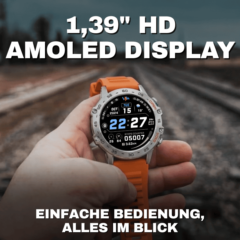 HYPER SMARTWATCH PRO® – alltagstaugliche Smartwatch mit Watchbutton, 14 Tagen Akkulaufzeit, Gesundheitsfunktionen, WhatsApp & Anrufen, robust & wasserfest, inkl. gratis Metall-Armband