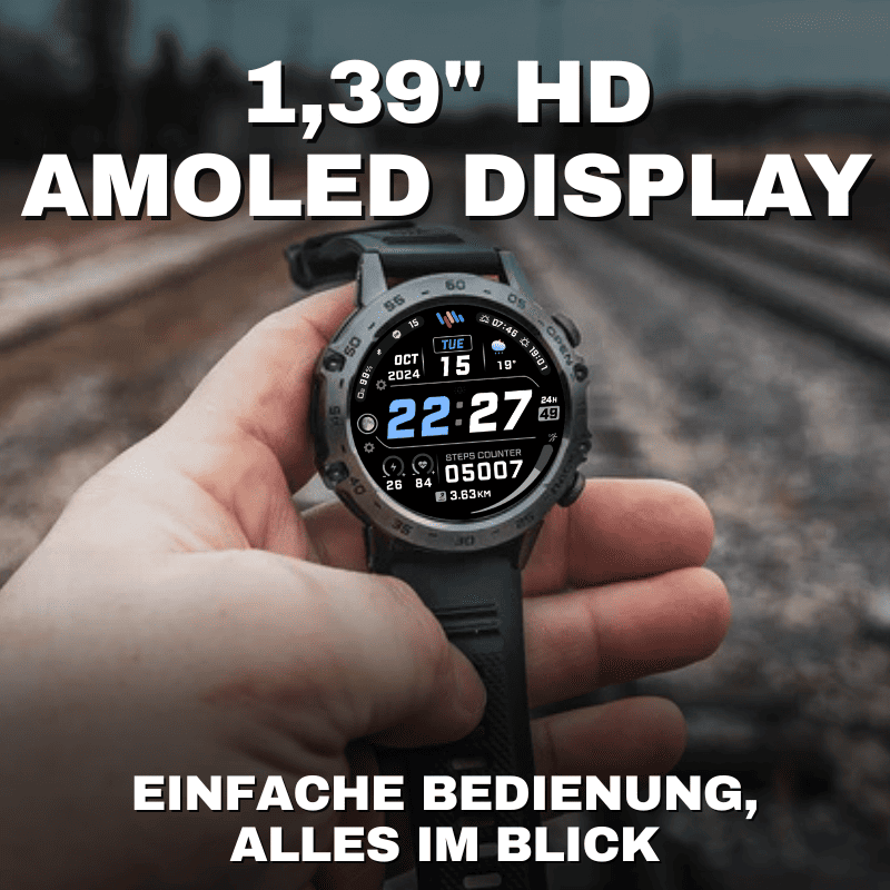HYPER SMARTWATCH PRO® – alltagstaugliche Smartwatch mit Watchbutton, 14 Tagen Akkulaufzeit, Gesundheitsfunktionen, WhatsApp & Anrufen, robust & wasserfest, inkl. gratis Metall-Armband