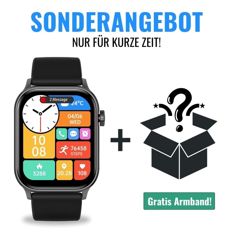 Hyper Smartwatch – stilvolle Smartwatch für Alltag & Sport, lange Akkulaufzeit, Herzfrequenz- und Gesundheits-Tracking, Schrittzähler, Anrufe & Benachrichtigungen direkt am Handgelenk