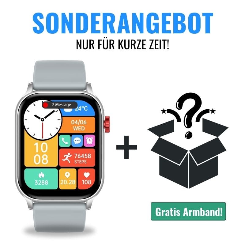 Hyper Smartwatch – stilvolle Smartwatch für Alltag & Sport, lange Akkulaufzeit, Herzfrequenz- und Gesundheits-Tracking, Schrittzähler, Anrufe & Benachrichtigungen direkt am Handgelenk