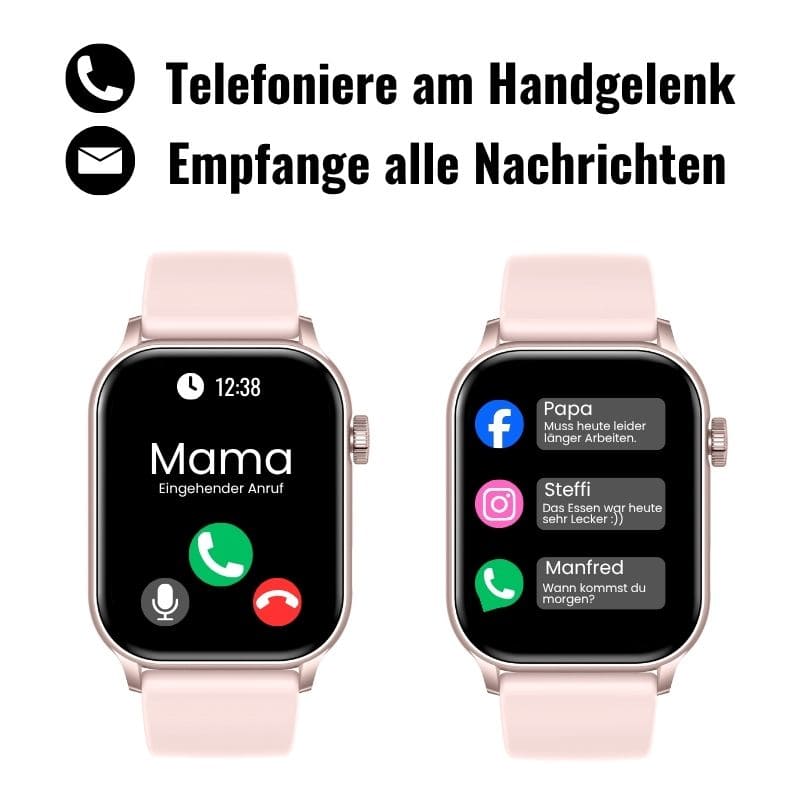 Hyper Smartwatch – stilvolle Smartwatch für Alltag & Sport, lange Akkulaufzeit, Herzfrequenz- und Gesundheits-Tracking, Schrittzähler, Anrufe & Benachrichtigungen direkt am Handgelenk