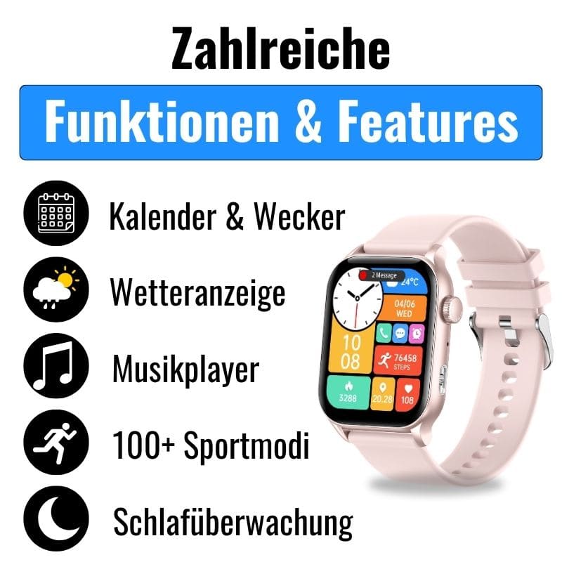Hyper Smartwatch – stilvolle Smartwatch für Alltag & Sport, lange Akkulaufzeit, Herzfrequenz- und Gesundheits-Tracking, Schrittzähler, Anrufe & Benachrichtigungen direkt am Handgelenk