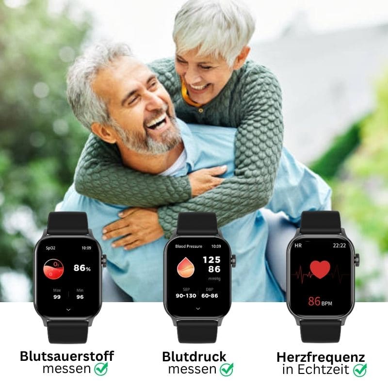 Hyper Smartwatch – stilvolle Smartwatch für Alltag & Sport, lange Akkulaufzeit, Herzfrequenz- und Gesundheits-Tracking, Schrittzähler, Anrufe & Benachrichtigungen direkt am Handgelenk