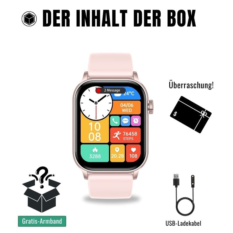 Hyper Smartwatch – stilvolle Smartwatch für Alltag & Sport, lange Akkulaufzeit, Herzfrequenz- und Gesundheits-Tracking, Schrittzähler, Anrufe & Benachrichtigungen direkt am Handgelenk