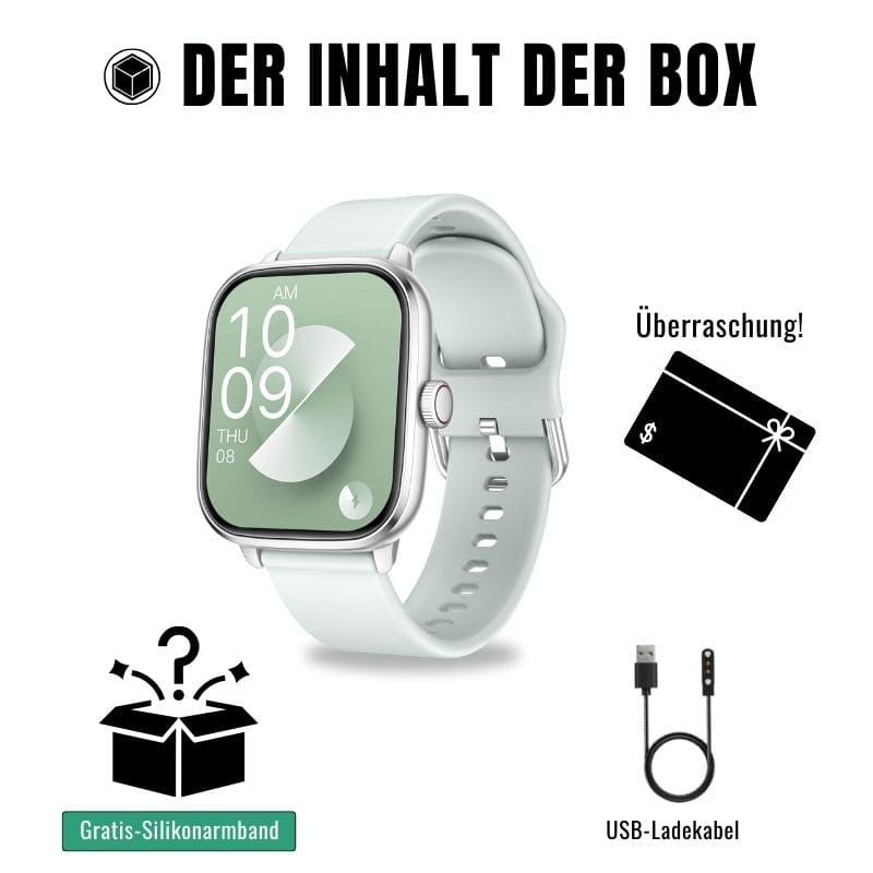 Die Hyper Smartwatch – dein smarter Fitness-Begleiter für den Alltag.
Mit Schrittzähler, Kalorien- und Herzfrequenz-Tracking, langer Akkulaufzeit und über 100 Sportmodi bleibst du aktiv und organisiert – jeden Tag!