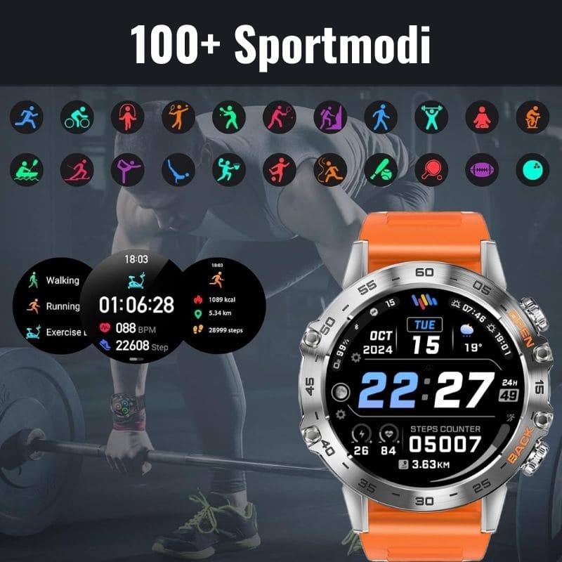 Hyper Smartwatch Pro® – robuste Smartwatch mit Anruffunktion, WhatsApp-Benachrichtigungen und 14 Tagen Akkulaufzeit.