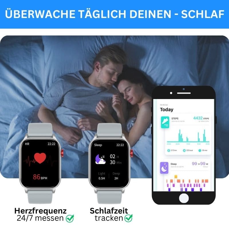 Hyper Smartwatch – stilvolle Smartwatch für Alltag & Sport, lange Akkulaufzeit, Herzfrequenz- und Gesundheits-Tracking, Schrittzähler, Anrufe & Benachrichtigungen direkt am Handgelenk