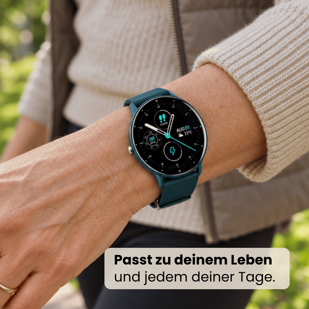 ONDORA – Fit Smartwatch für deinen Alltag
Bis zu 10 Tage Akkulaufzeit, Anrufe direkt über die Uhr, WhatsApp-Benachrichtigungen und smarte Gesundheitsfunktionen wie Schlafanalyse, Schrittzähler und Kalorienübersicht – alles, was du brauchst, an deinem Handgelenk.
Robust, alltagstauglich und geschützt vor Stößen, Staub und Wasser.