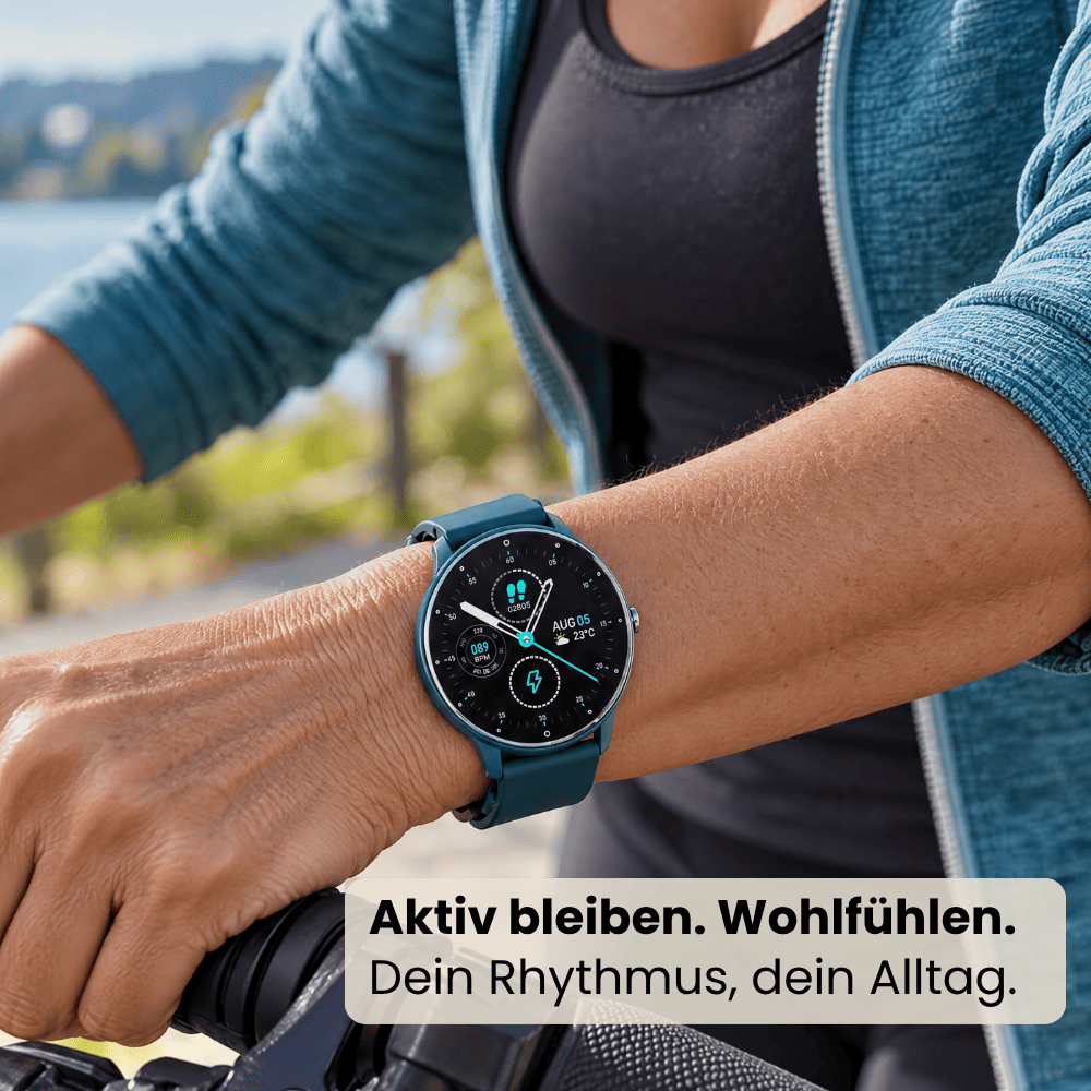 ONDORA – Fit Smartwatch für deinen Alltag
Bis zu 10 Tage Akkulaufzeit, Anrufe direkt über die Uhr, WhatsApp-Benachrichtigungen und smarte Gesundheitsfunktionen wie Schlafanalyse, Schrittzähler und Kalorienübersicht – alles, was du brauchst, an deinem Handgelenk.
Robust, alltagstauglich und geschützt vor Stößen, Staub und Wasser.