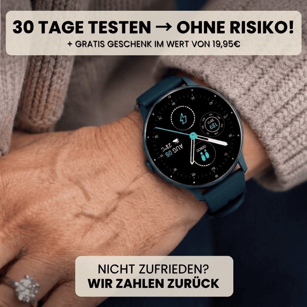 ONDORA – Fit Smartwatch für deinen Alltag
Bis zu 10 Tage Akkulaufzeit, Anrufe direkt über die Uhr, WhatsApp-Benachrichtigungen und smarte Gesundheitsfunktionen wie Schlafanalyse, Schrittzähler und Kalorienübersicht – alles, was du brauchst, an deinem Handgelenk.
Robust, alltagstauglich und geschützt vor Stößen, Staub und Wasser.