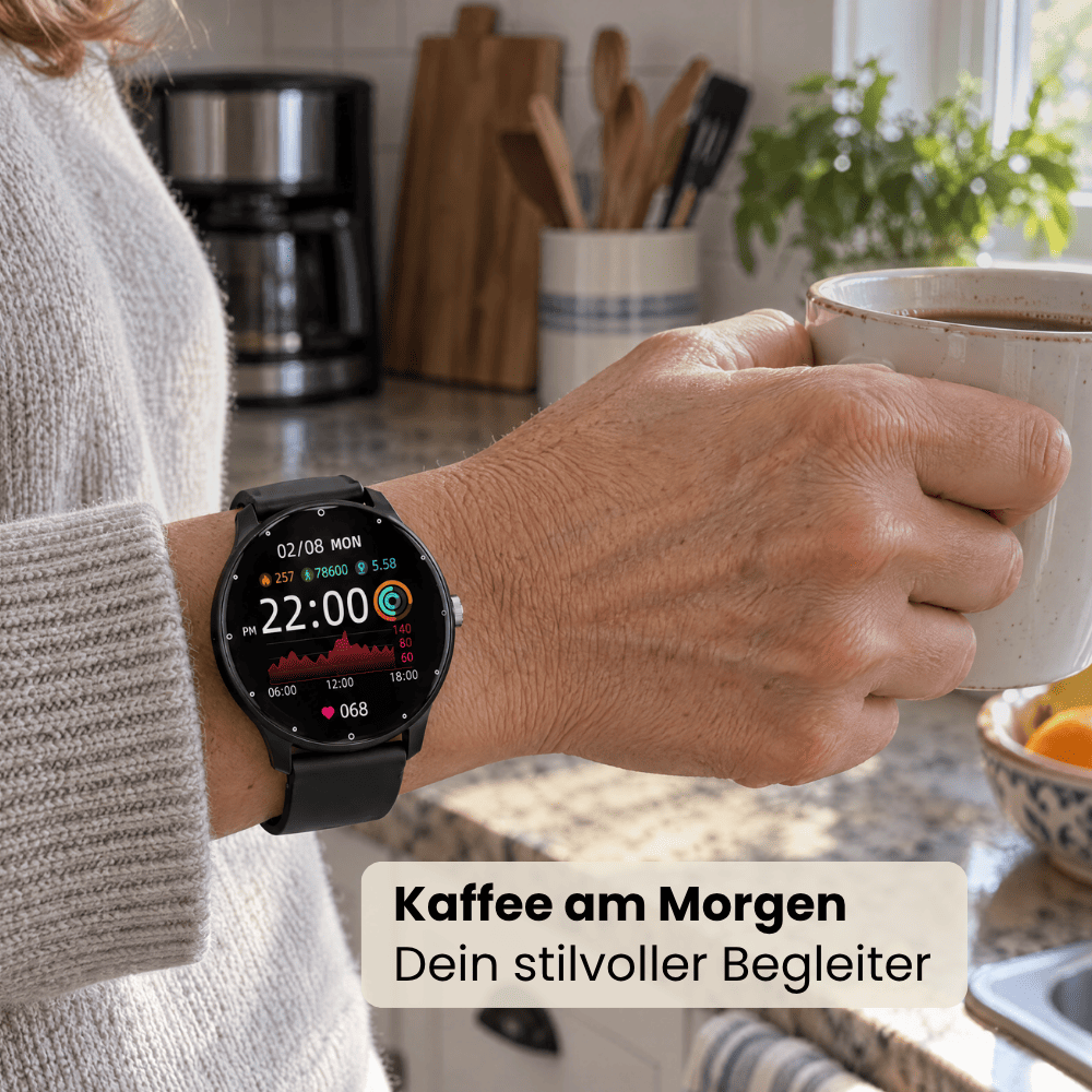 ONDORA – Fit Smartwatch für deinen Alltag
Bis zu 10 Tage Akkulaufzeit, Anrufe direkt über die Uhr, WhatsApp-Benachrichtigungen und smarte Gesundheitsfunktionen wie Schlafanalyse, Schrittzähler und Kalorienübersicht – alles, was du brauchst, an deinem Handgelenk.
Robust, alltagstauglich und geschützt vor Stößen, Staub und Wasser.