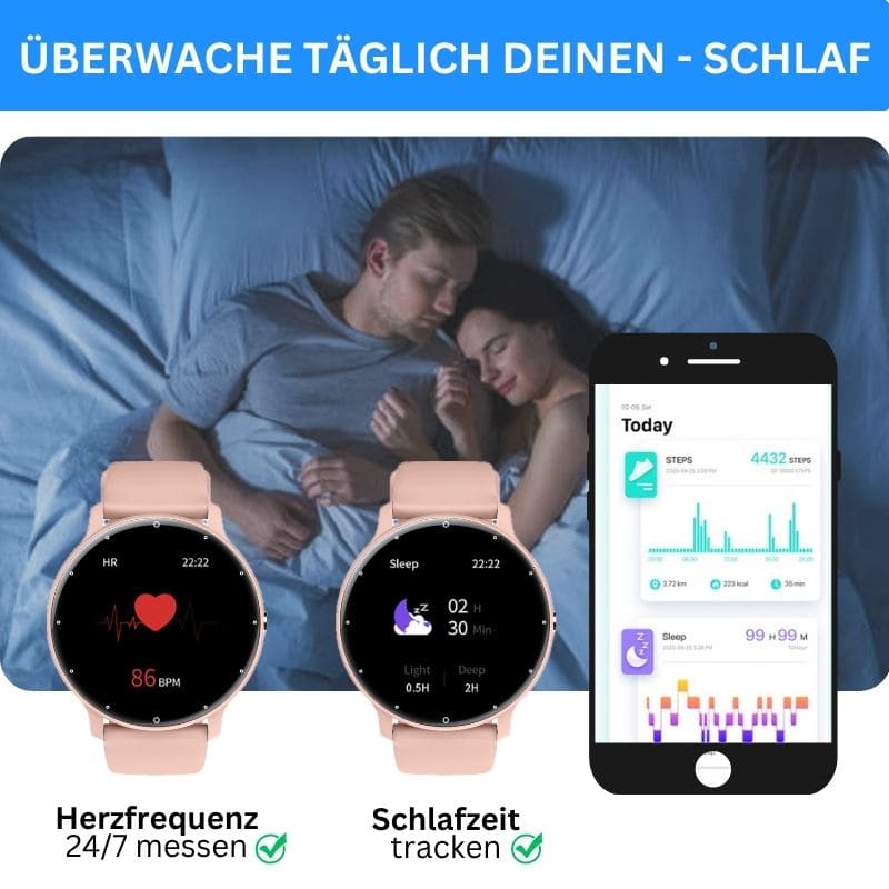 ONDORA – Fit Smartwatch für deinen Alltag
Bis zu 7 Tage Akkulaufzeit, Anrufe direkt über die Uhr, WhatsApp-Benachrichtigungen und smarte Gesundheitsfunktionen wie Schlafanalyse, Schrittzähler und Kalorienübersicht – alles, was du brauchst, an deinem Handgelenk.
Robust, alltagstauglich und geschützt vor Stößen, Staub und Wasser.