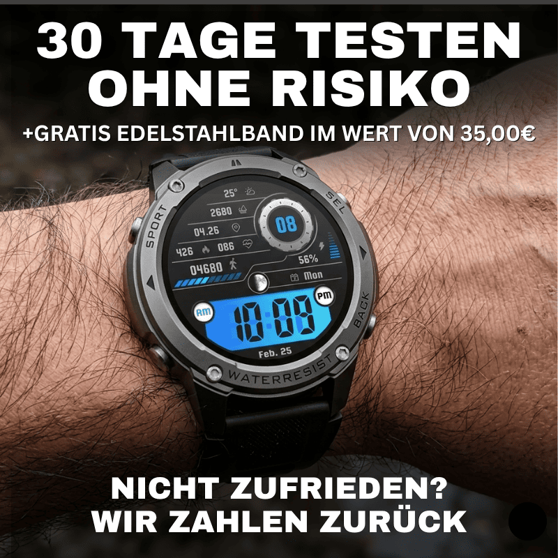 STONE – GPS SMARTWATCH®: Robuste High-End-Smartwatch mit 1,43" HD-Display, integrierter GPS-Funktion, Anruffunktion und Benachrichtigungen von WhatsApp, Instagram & Facebook. Bis zu 21 Tage Akkulaufzeit, Weltuhr, Wetteranzeige, SOS-Notruftaste, Kompass und Zyklus-Tracking – ideal für Alltag, Arbeit, Abenteuer und Gesundheit.