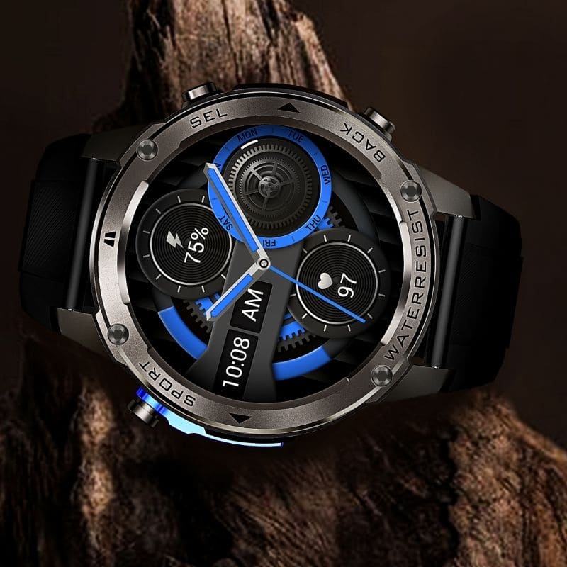 STONE – GPS SMARTWATCH®: Robuste High-End-Smartwatch mit 1,43" HD-Display, integrierter GPS-Funktion, Anruffunktion und Benachrichtigungen von WhatsApp, Instagram & Facebook. Bis zu 21 Tage Akkulaufzeit, Weltuhr, Wetteranzeige, SOS-Notruftaste, Kompass und Zyklus-Tracking – ideal für Alltag, Arbeit, Abenteuer und Gesundheit.