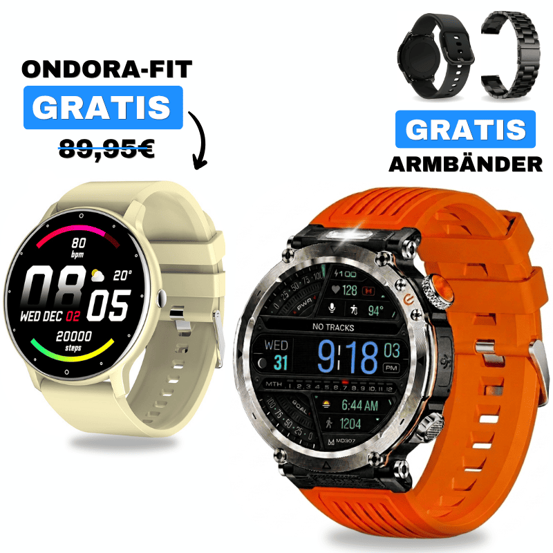 STONE + ONDORA-FIT

🎁 DAMEN-SMARTWATCH GRATIS

2 Smartwatches im Vorteilspaket

✓ STONE 
✓ Ondora-FIT GRATIS
✓ Edelstahlarmband GRATIS
✓ Überraschungsgeschenk GRATIS

Jetzt Sparpaket sichern →