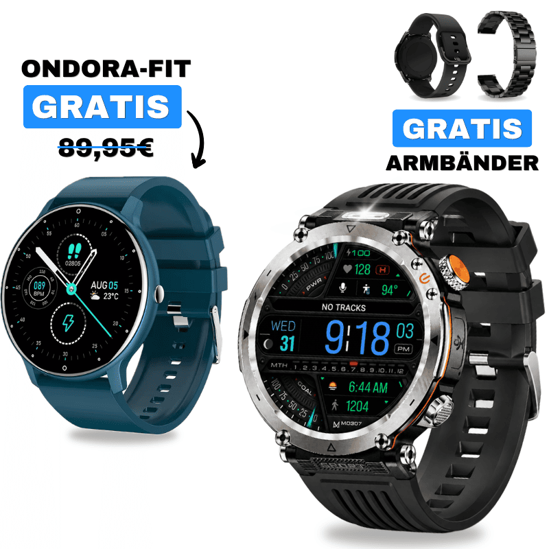 STONE + ONDORA-FIT

🎁 DAMEN-SMARTWATCH GRATIS

2 Smartwatches im Vorteilspaket

✓ STONE 
✓ Ondora-FIT GRATIS
✓ Edelstahlarmband GRATIS
✓ Überraschungsgeschenk GRATIS

Jetzt Sparpaket sichern →