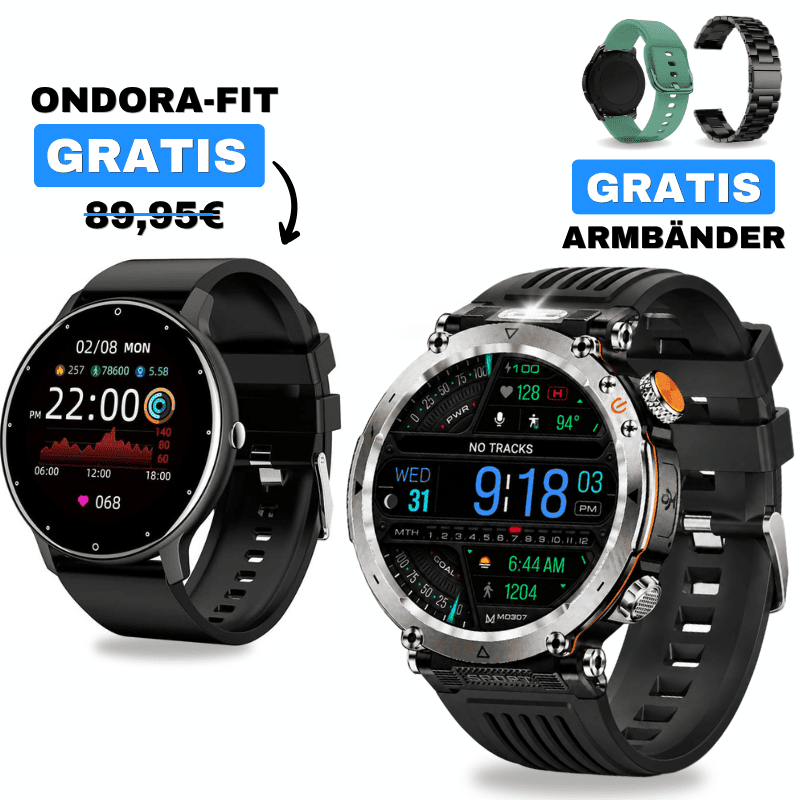 STONE + ONDORA-FIT

🎁 DAMEN-SMARTWATCH GRATIS

2 Smartwatches im Vorteilspaket

✓ STONE 
✓ Ondora-FIT GRATIS
✓ Edelstahlarmband GRATIS
✓ Überraschungsgeschenk GRATIS

Jetzt Sparpaket sichern →