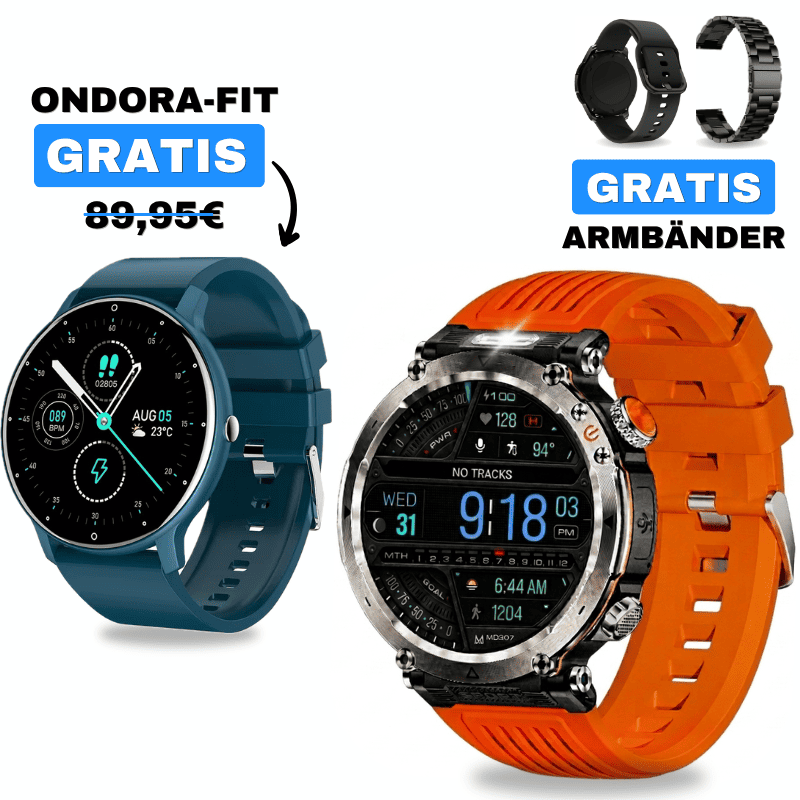 STONE + ONDORA-FIT

🎁 DAMEN-SMARTWATCH GRATIS

2 Smartwatches im Vorteilspaket

✓ STONE 
✓ Ondora-FIT GRATIS
✓ Edelstahlarmband GRATIS
✓ Überraschungsgeschenk GRATIS

Jetzt Sparpaket sichern →