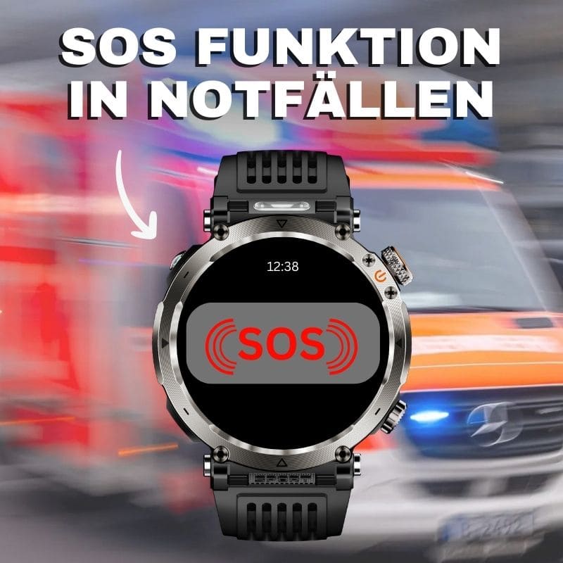 Stone Smartwatch® – extrem robuste Smartwatch mit Anruffunktion, WhatsApp-Benachrichtigungen, bis zu 21 Tagen Akkulaufzeit, Instagram- und Facebook-Benachrichtigungen, SOS-Notruftaste und integriertem Kompass.