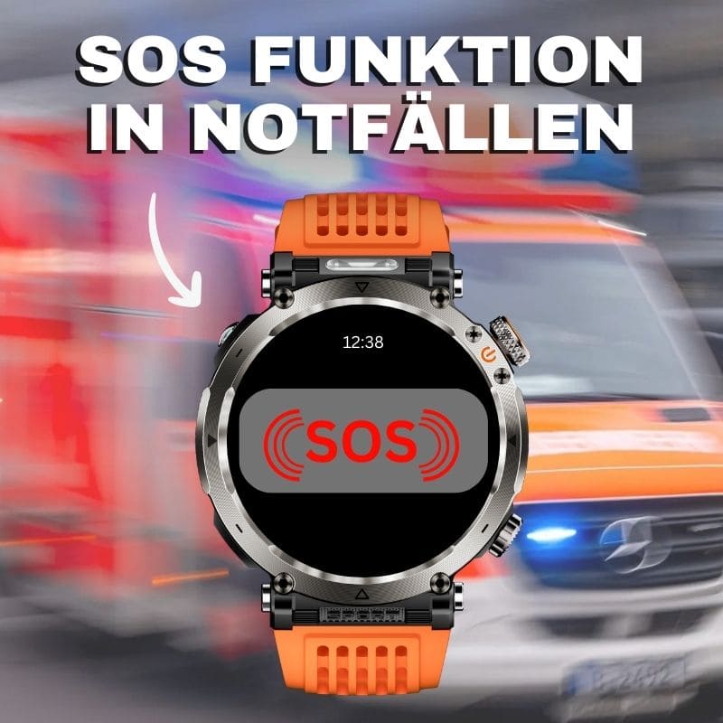 Stone Smartwatch® – extrem robuste Smartwatch mit Anruffunktion, WhatsApp-Benachrichtigungen, bis zu 21 Tagen Akkulaufzeit, Instagram- und Facebook-Benachrichtigungen, SOS-Notruftaste und integriertem Kompass.