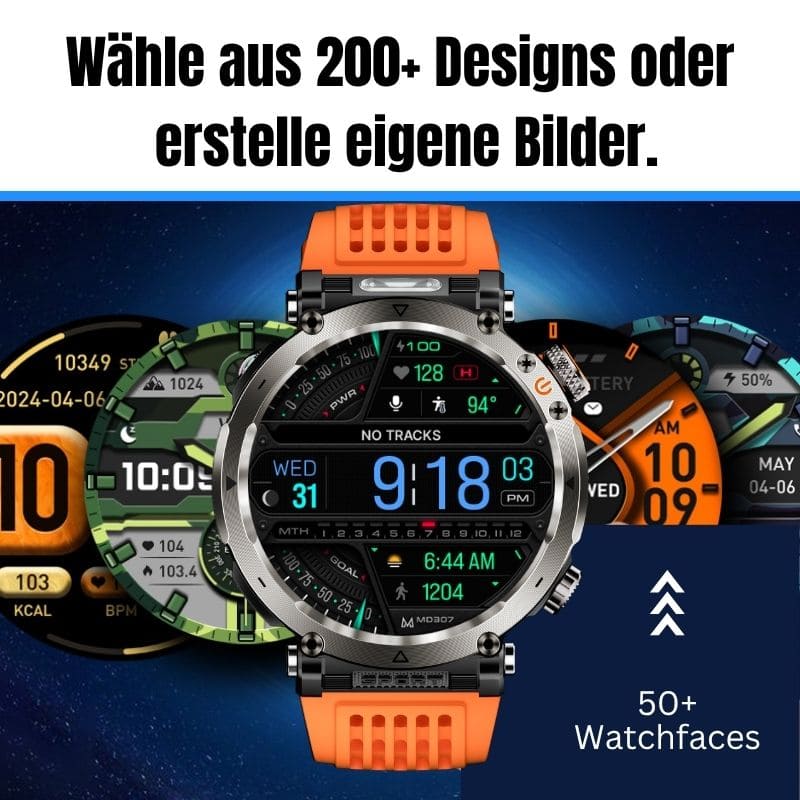 Stone Smartwatch® – extrem robuste Smartwatch mit Anruffunktion, WhatsApp-Benachrichtigungen, bis zu 21 Tagen Akkulaufzeit, Instagram- und Facebook-Benachrichtigungen, SOS-Notruftaste und integriertem Kompass.