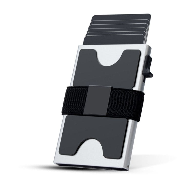 Watchbutton® Core Wallet mit One-Click Kartenzugriff, RFID-Schutz, sicherem Bargeldband und Platz für bis zu 15 Karten