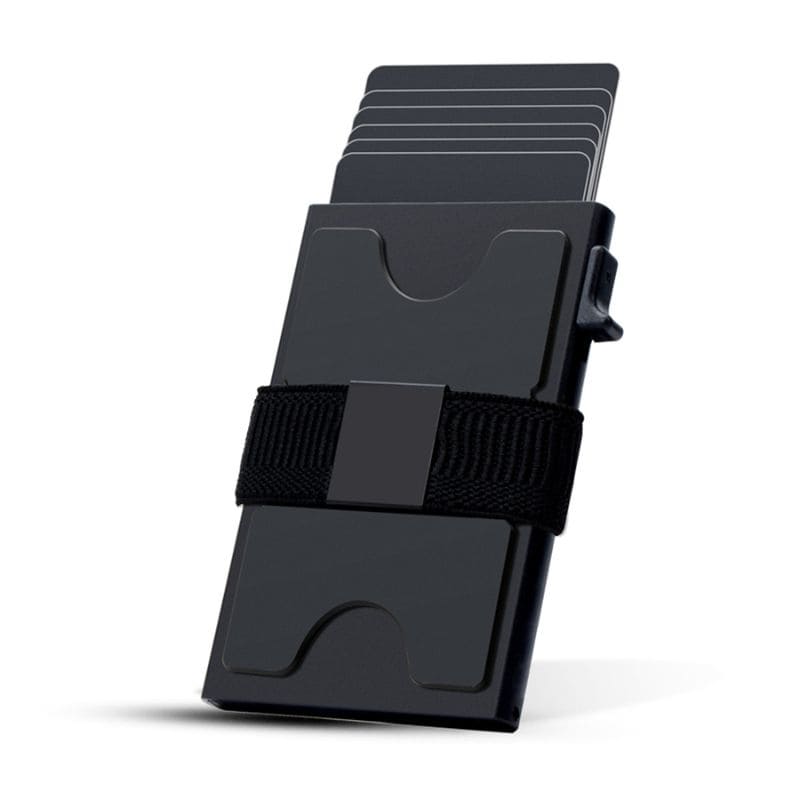 Watchbutton® Core Wallet mit One-Click Kartenzugriff, RFID-Schutz, sicherem Bargeldband und Platz für bis zu 15 Karten