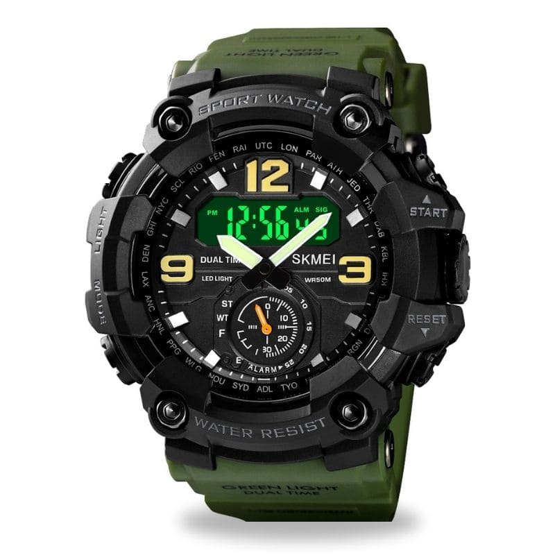 Robuste D-Shock Uhr bei Watchbutton mit stoßfestem Edelstahlgehäuse und kratzfestem Acrylglas für maximale Stabilität im Alltag