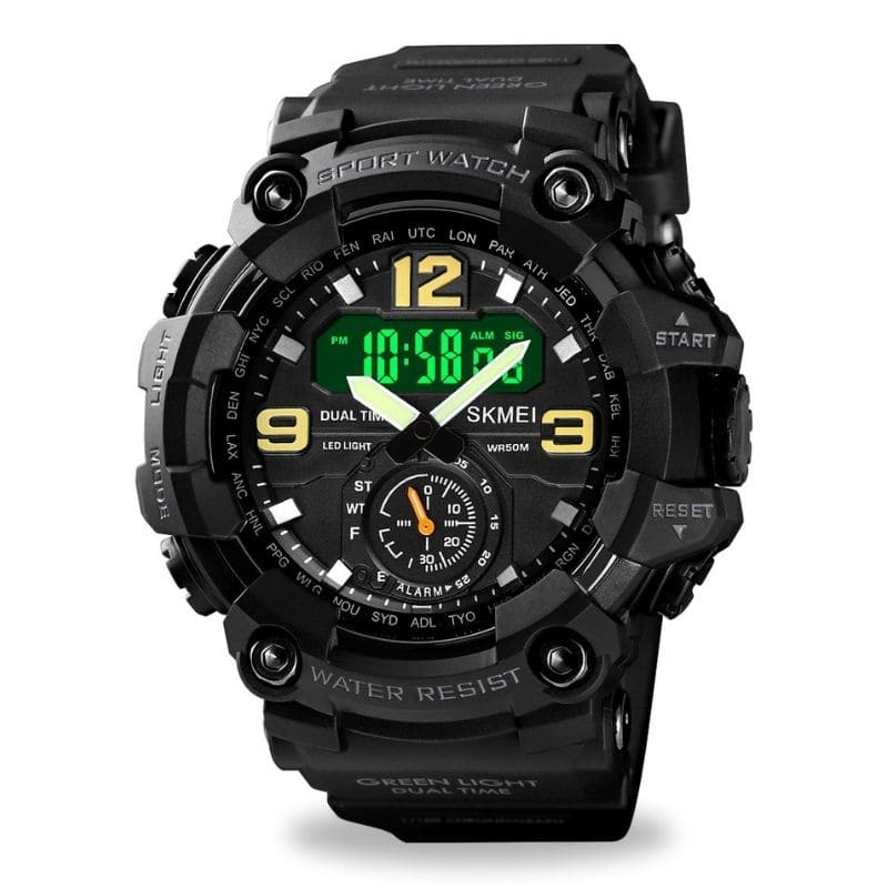 Robuste D-Shock Uhr bei Watchbutton mit stoßfestem Edelstahlgehäuse und kratzfestem Acrylglas für maximale Stabilität im Alltag