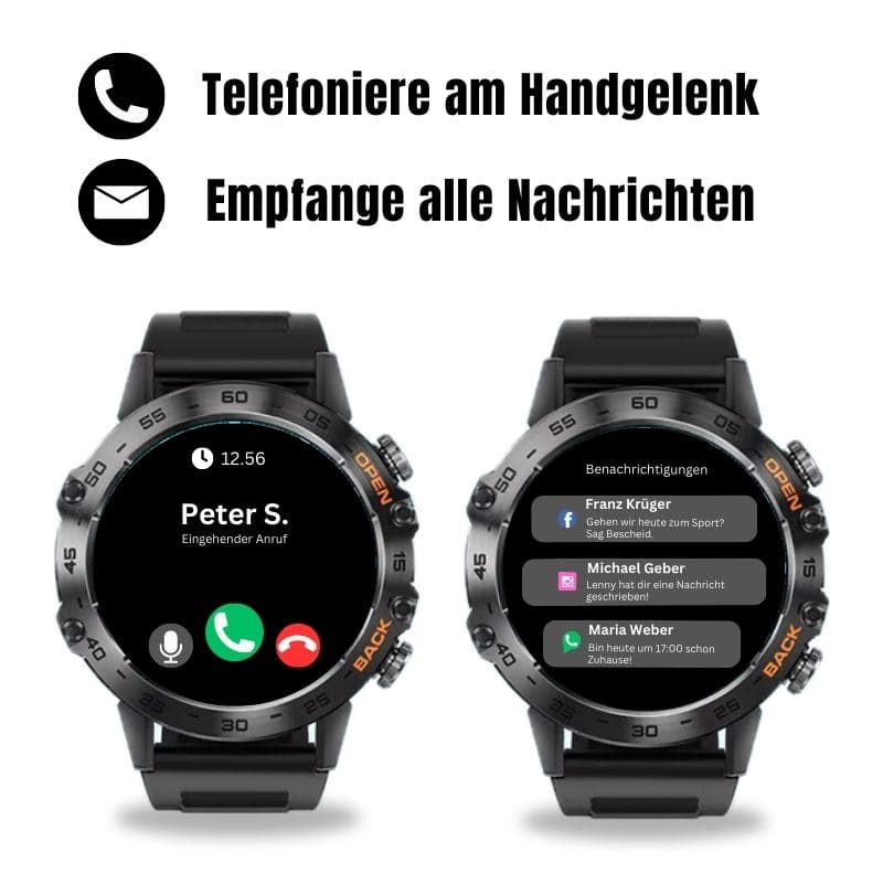 Hyper Smartwatch-Pro® – extrem robuste Smartwatch mit Anruffunktion, WhatsApp-Benachrichtigungen, bis zu 14 Tagen Akkulaufzeit, Instagram- und Facebook-Benachrichtigungen.