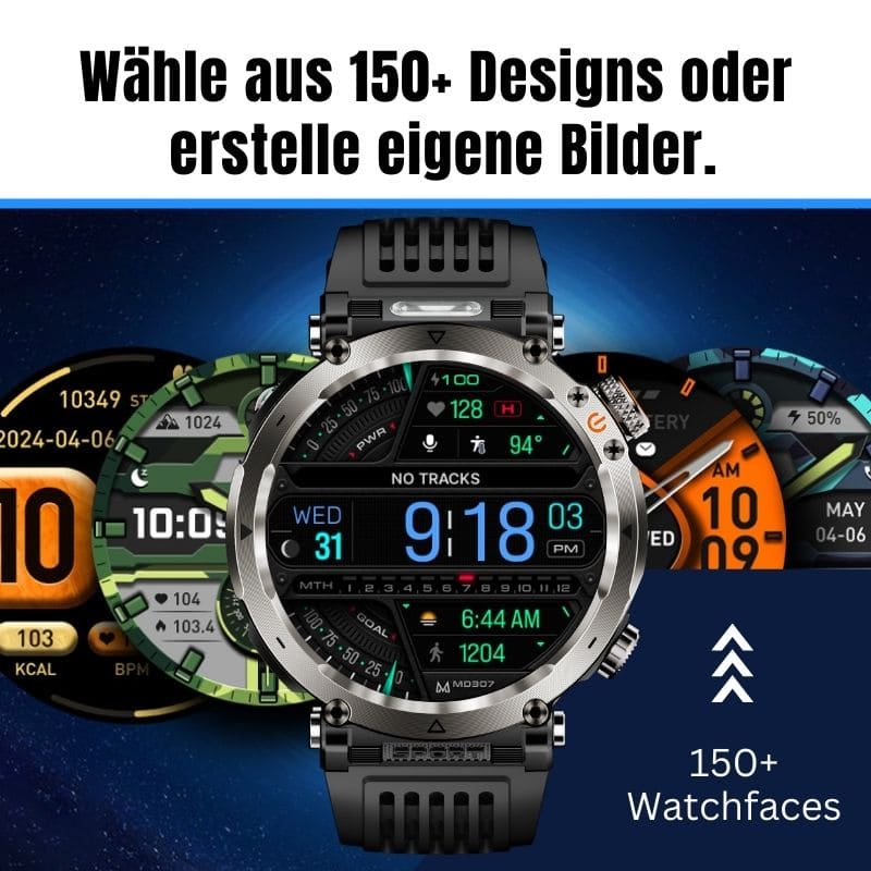 Stone Smartwatch® – extrem robuste Smartwatch mit Anruffunktion, WhatsApp-Benachrichtigungen, bis zu 21 Tagen Akkulaufzeit, Instagram- und Facebook-Benachrichtigungen, SOS-Notruftaste und integriertem Kompass.