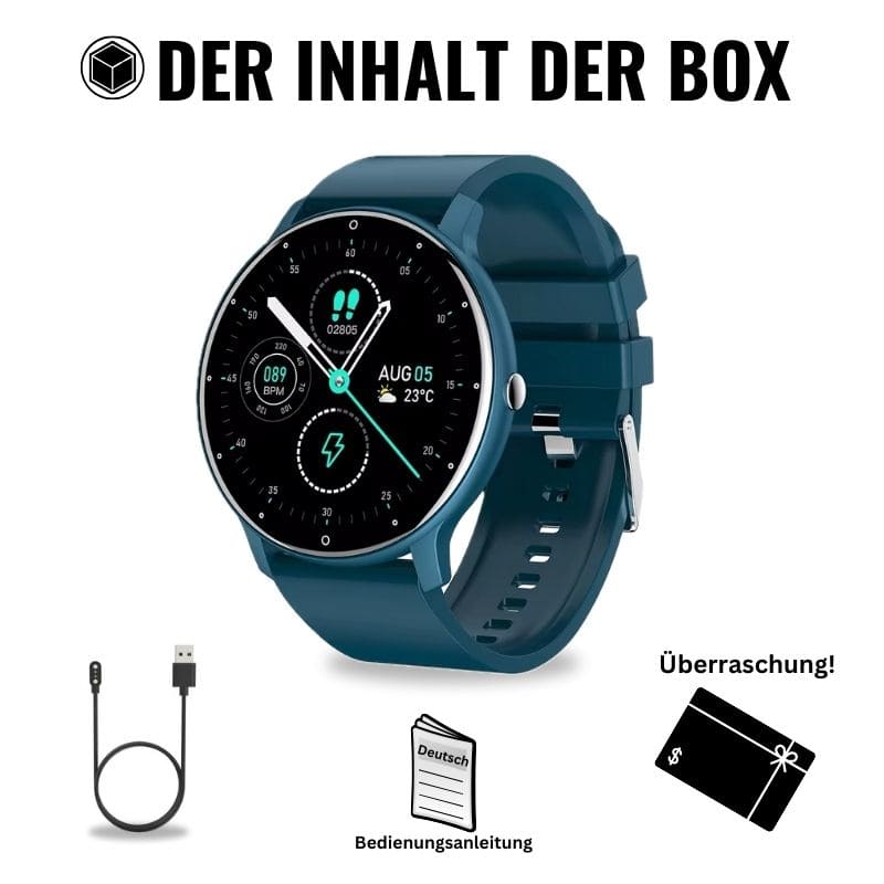 ONDORA – Fit Smartwatch für deinen Alltag
Bis zu 7 Tage Akkulaufzeit, Anrufe direkt über die Uhr, WhatsApp-Benachrichtigungen und smarte Gesundheitsfunktionen wie Schlafanalyse, Schrittzähler und Kalorienübersicht – alles, was du brauchst, an deinem Handgelenk.
Robust, alltagstauglich und geschützt vor Stößen, Staub und Wasser.
