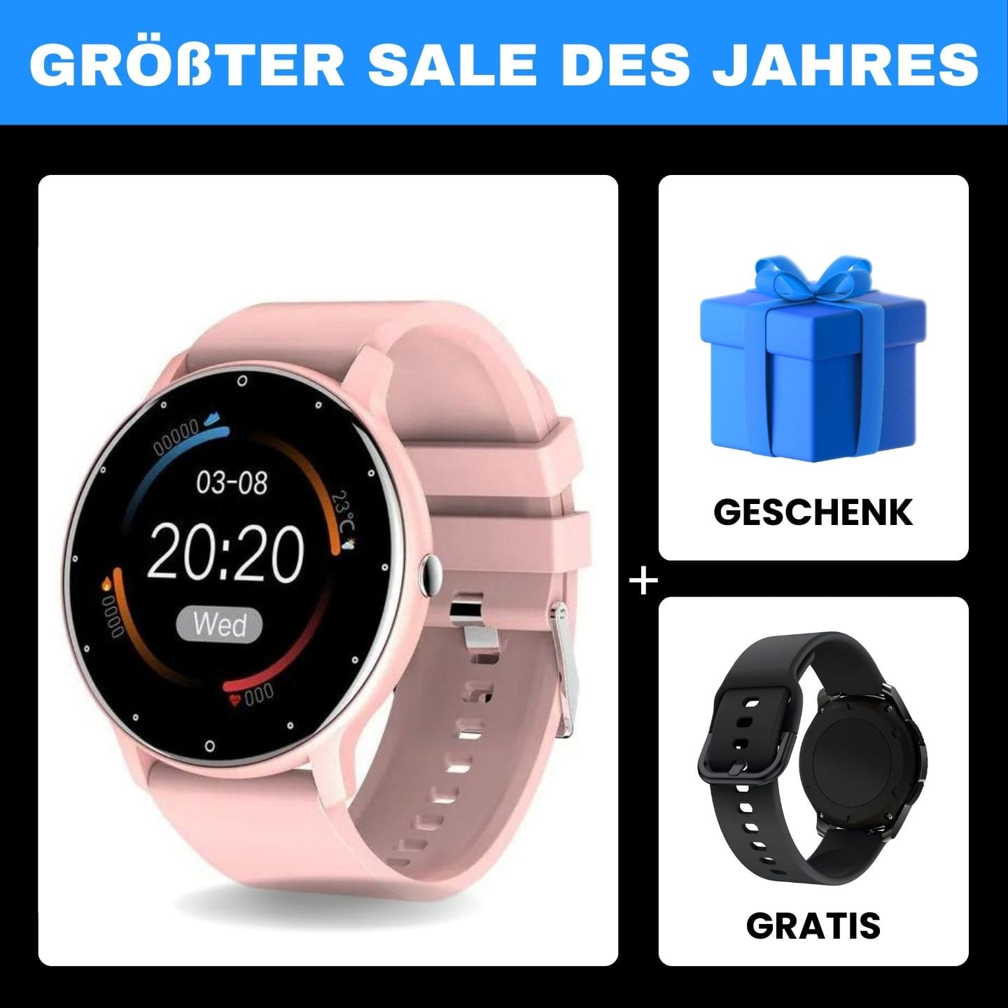 ONDORA – Fit Smartwatch für deinen Alltag
Bis zu 7 Tage Akkulaufzeit, Anrufe direkt über die Uhr, WhatsApp-Benachrichtigungen und smarte Gesundheitsfunktionen wie Schlafanalyse, Schrittzähler und Kalorienübersicht – alles, was du brauchst, an deinem Handgelenk.
Robust, alltagstauglich und geschützt vor Stößen, Staub und Wasser.