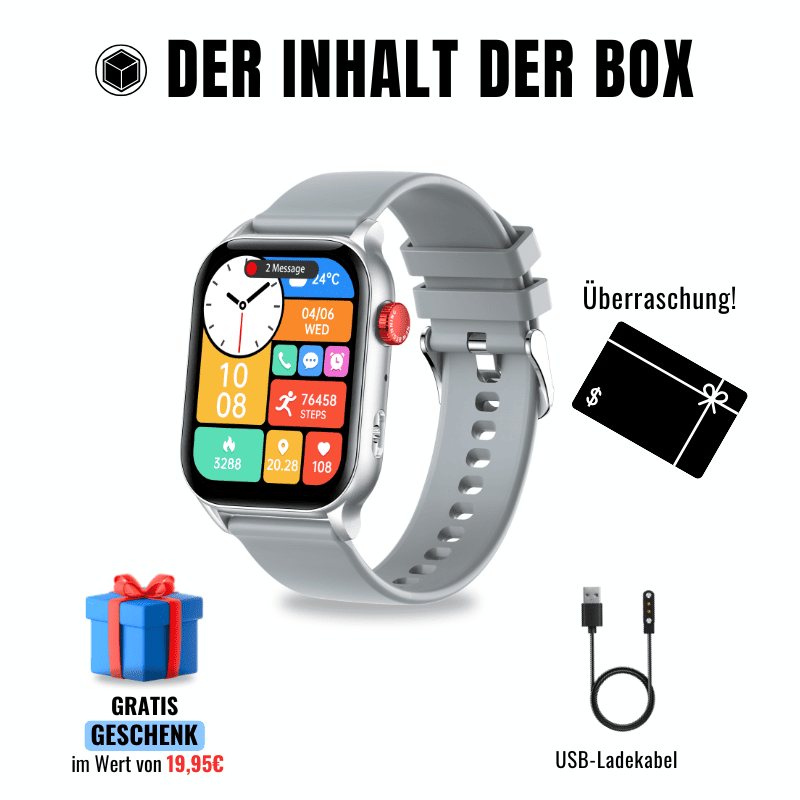 Hyper Smartwatch – stilvolle Smartwatch für Alltag & Sport, lange Akkulaufzeit, Herzfrequenz- und Gesundheits-Tracking, Schrittzähler, Anrufe & Benachrichtigungen direkt am Handgelenk