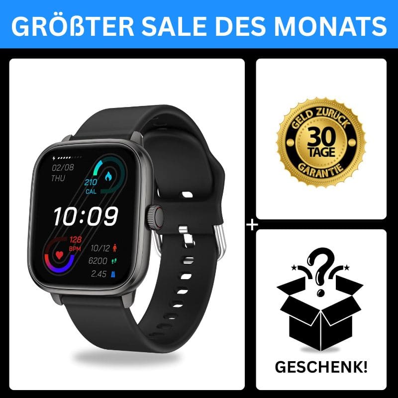 Die Dayno Smartwatch – dein smarter Fitness-Begleiter für den Alltag.
Mit Schrittzähler, Kalorien- und Herzfrequenz-Tracking, langer Akkulaufzeit und über 100 Sportmodi bleibst du aktiv und organisiert – jeden Tag!