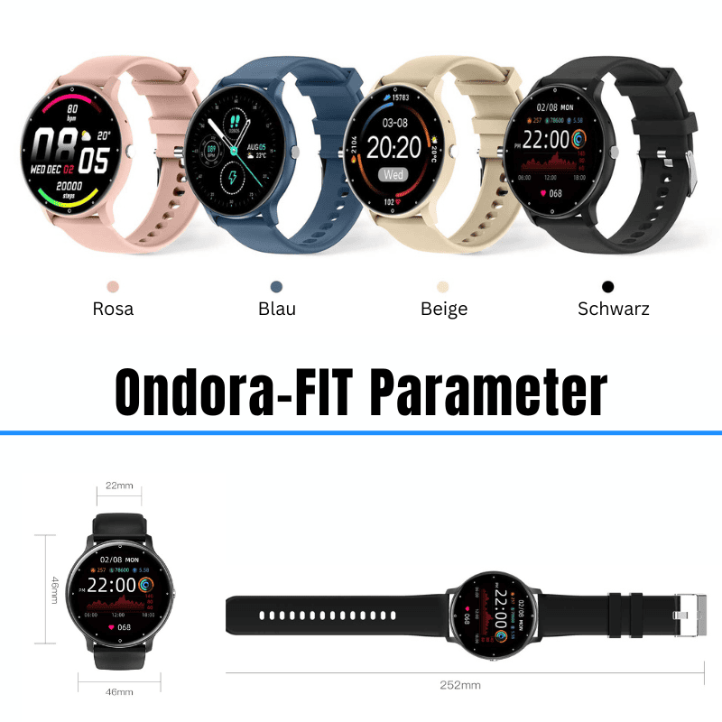 ONDORA – Fit Smartwatch für deinen Alltag
Bis zu 7 Tage Akkulaufzeit, Anrufe direkt über die Uhr, WhatsApp-Benachrichtigungen und smarte Gesundheitsfunktionen wie Schlafanalyse, Schrittzähler und Kalorienübersicht – alles, was du brauchst, an deinem Handgelenk.
Robust, alltagstauglich und geschützt vor Stößen, Staub und Wasser.